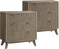 T4TREAM Fluted 3 Drawers Nightstand Set of 2, Oversized Extra Large Modern Side by T4TREAMFurniture