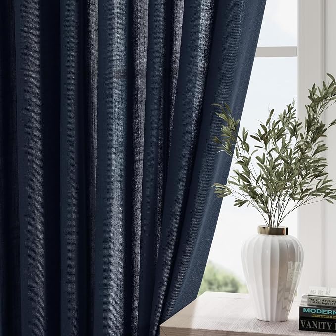 Navy Blue Curtains 80 Inches Length - Image 2