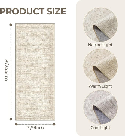 3x8 Runner Rug Non Slip, Washable Hallway Runner Rug, Nursery Room, Soft Runner - Image 2