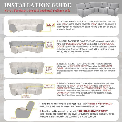 100% Waterproof Sectional Recliner Couch Covers - Image 7