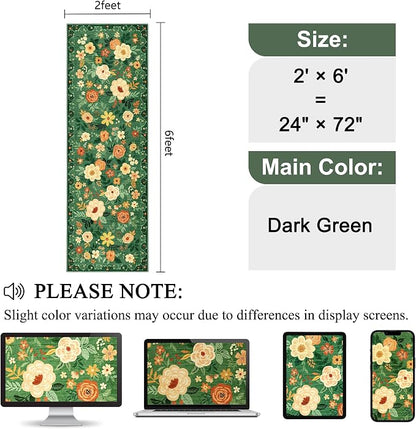 DUKINO 2x6 Runner Rug for Hallway Washable Kitchen Rugs Non Slip Dark Green | - Image 2