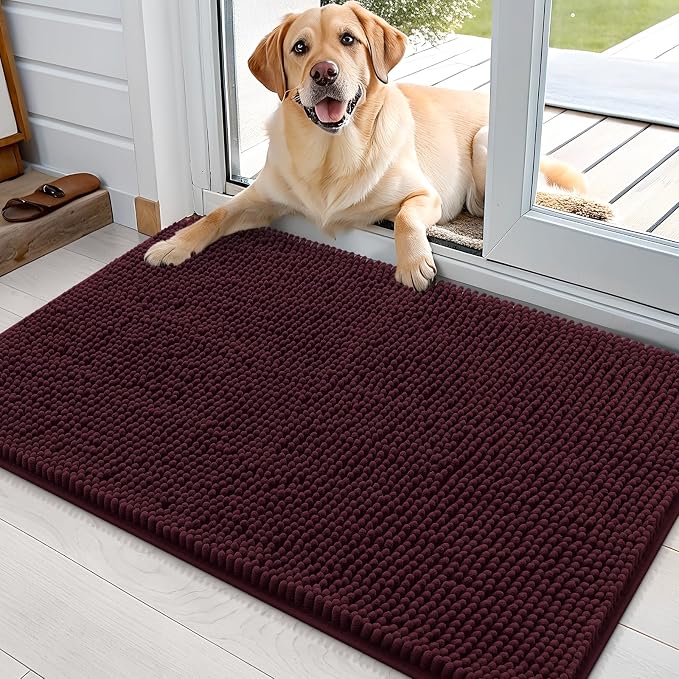 OLANLY Dog Door Mat for Muddy Paws 35x24, Super Absorbent Chenille Mud Mat | by OLANLY