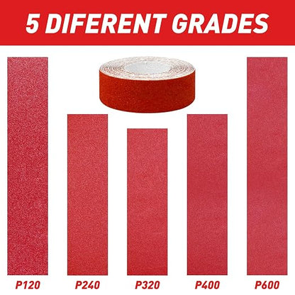 Emery Cloth Roll, 5 Grits 1'' x 19.7' Sandpaper Roll 120 240 320 400 600 Emery - Image 9