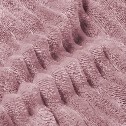 BEDELITE 3D Ribbed Berry Purple Fleece Throw Blanket - Image 3