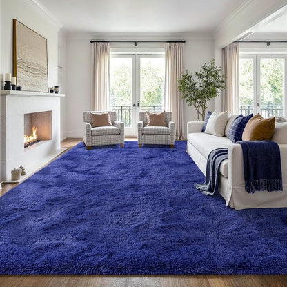 Noahas 9x12 Extra Large Royal Blue Fluffy Area Rug Non-Slip - Image 3