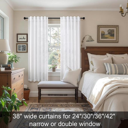 Pitalk White Curtains 38 Inch Wide - Image 3