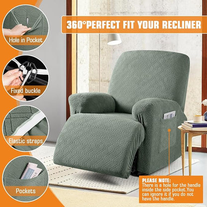 VANSOFY Oversized Recliner Chair Cover, 4-Pieces Stretch Recliner Covers - Image 4