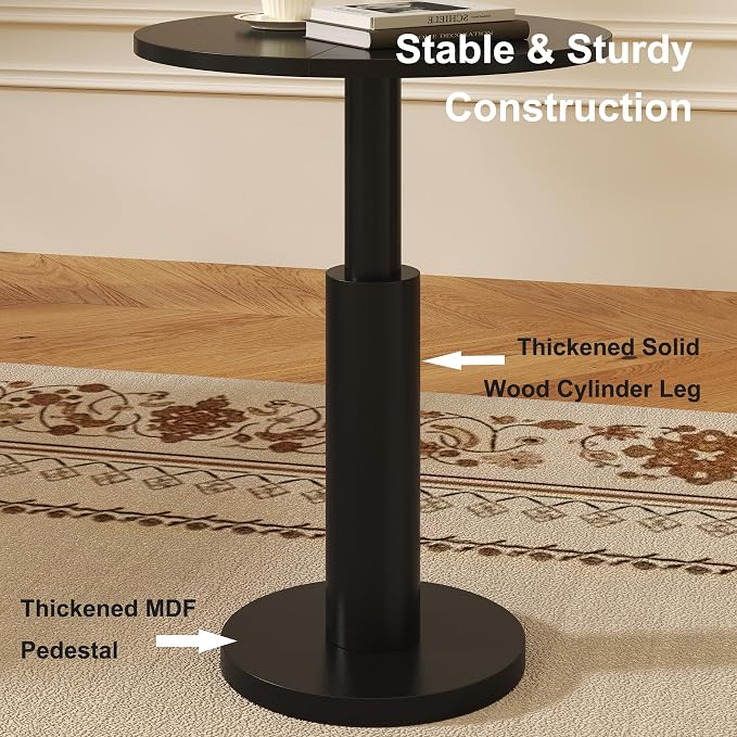 LAATOOREE Round Side Tables Set of 2, Pedestal Drink Table, Spacious Top - Image 6