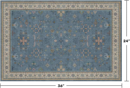 Blue 2x3 Washable Rug for Entryway Indoor, Kitchen Floor Waterproof, Powder Room - Image 2