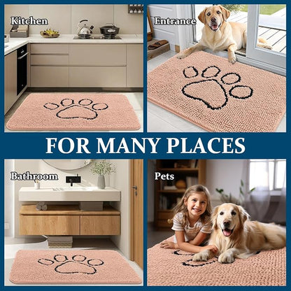 OLANLY Dog Door Mat for Muddy Paws 48x30, Paw Print Design Chenille Mud Mat | - Image 8
