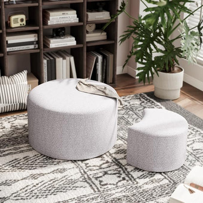 Upholstered Round Nesting Coffee Tables Set of 2 by JJKFurniture-kevinplus