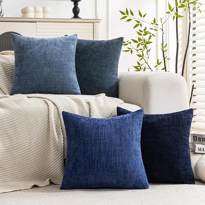 Set of 4 Soft Textured Decorative Throw Pillow Covers 16x16 Inch Cozy Farmhouse - Image 2