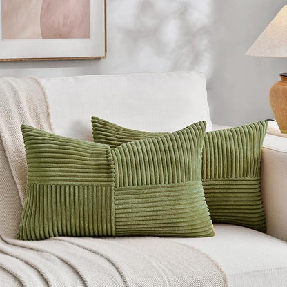 Fancy Homi 2 Packs Moss Green Lumbar Decorative Throw Pillow Covers 16x28 Inch by Fancy+Homi