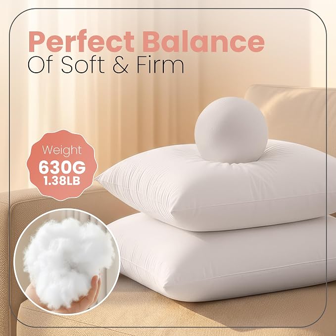 Utopia Bedding 20x20 Pillow Inserts, 2 Pack | Indoor cushion inserts - Image 2