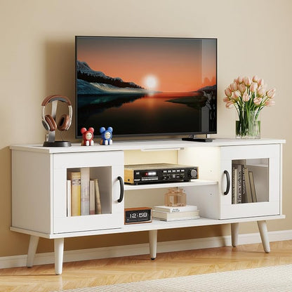 Turosur Wood TV Stand for 55 Inch TV, Mid Century Modern Entertainment Center by Turosur