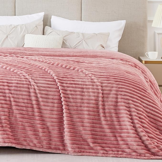 BEDELITE 3D Ribbed Jacquard Pink Blankets Queen Size by BEDELITE