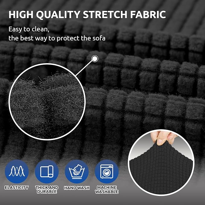 Stretch Loveseat Couch Cover, 2 Cushion Couch Slipcover, Elastic Bottom - Image 4