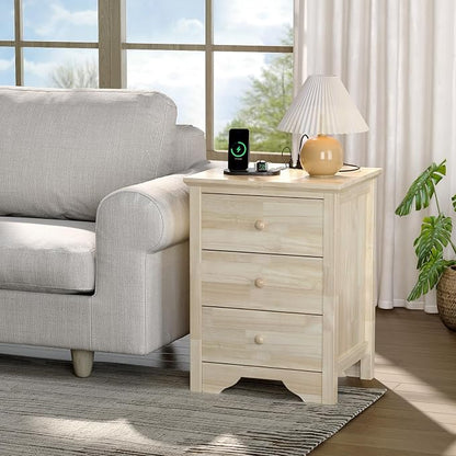 Bonnlo Solid Wood Nightstand Unfinished - Image 7