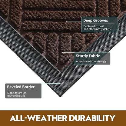 Front Door Mat, Heavy Duty Waterproof Doormat 29.5"x17", Stain Fade Resistant - Image 3