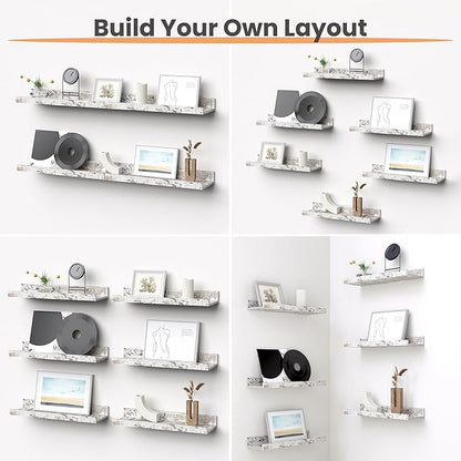 upsimples Floating Shelves for Wall, Wall Shelves for Decor Storage Set of 6 - Image 4
