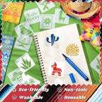 100 Pcs Stencils for Painting on Wood Reusable Stencil Crafts Drawing Templates Holiday Wall Paper for DIY Scrapbook Home 2 x 2 Inch(Mexican Festival)