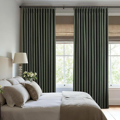 Pinch Pleated Linen Curtains 100% Blackout 102 Inches Long - Image 4