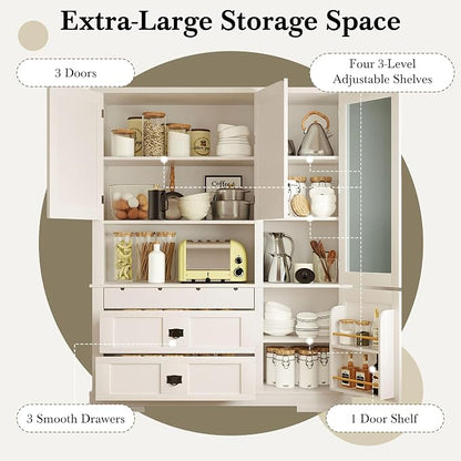 VilroCaz 78'' Tall Freestanding Kitchen Pantry - Image 3