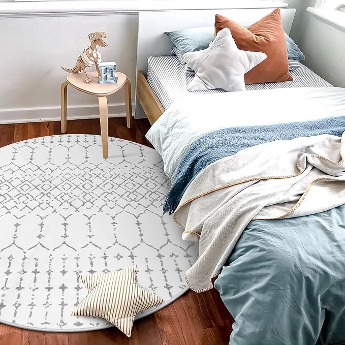 Lahome Moroccan Round Area Rug - 3Ft Round Rug Non-Slip Washable Soft Round - Image 6