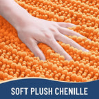Arotive Luxury Chenille Bathroom Rug Mat, Extra Soft Thick Absorbent Shaggy Bath Rugs, Non-Slip Machine Wash Dry, Plush Bath Mats for Bathroom, Shower and Tub, 47x24, Orange