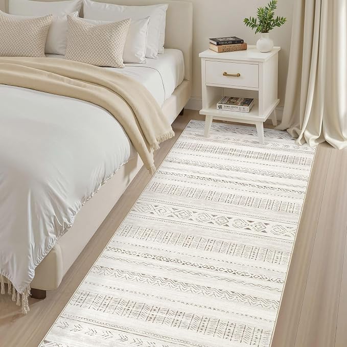 cotiled Hallway 3x10 Runner Rugs Washable Boho Rug Brown Cream | Solve Modern - Image 4
