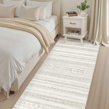 cotiled Hallway 3x10 Runner Rugs Washable Boho Rug Brown Cream | Solve Modern - Image 4
