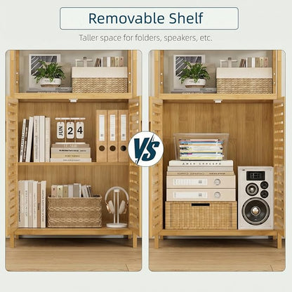 HIFIT 2 Set Tall Shelf Unit Bamboo Storage Cabinet - Image 7