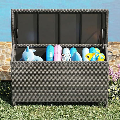 GarveeLife Medium Outdoor Wicker Storage Box, PE Rattan Patio Storage Chest - Image 5