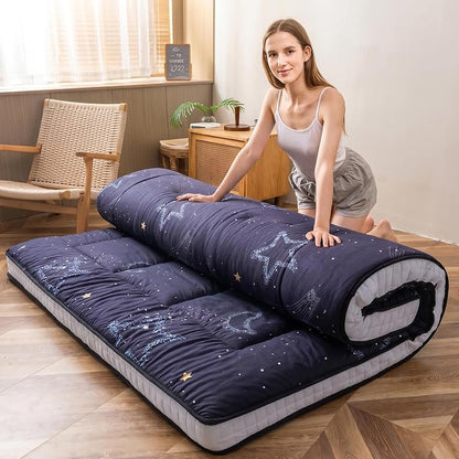 MAXYOYO Black Moon and Star Futon Mattress, Japanese Floor Mattress Quilted by MAXYOYO