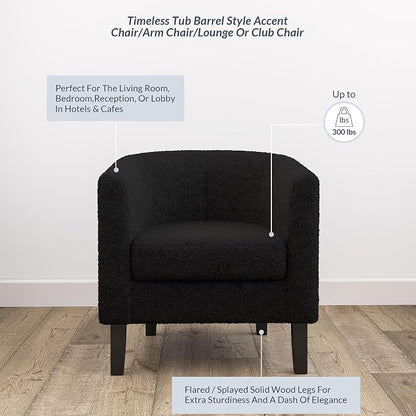 BELLEZE Living Room Chairs Set of 2, Teddy Polyester Accent Barrel Chairs - Image 4