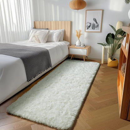Cream White Runner Rugs for Bedroom Living Room, Ivory Fluffy 2x6 Area Rug | - Image 4