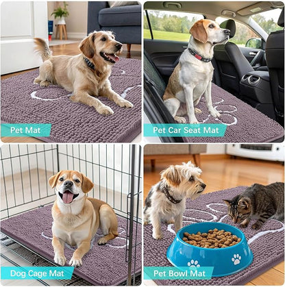 OLANLY Dog Door Mat for Muddy Paws 36x24, Paw Print Design Chenille Mud Mat | - Image 7