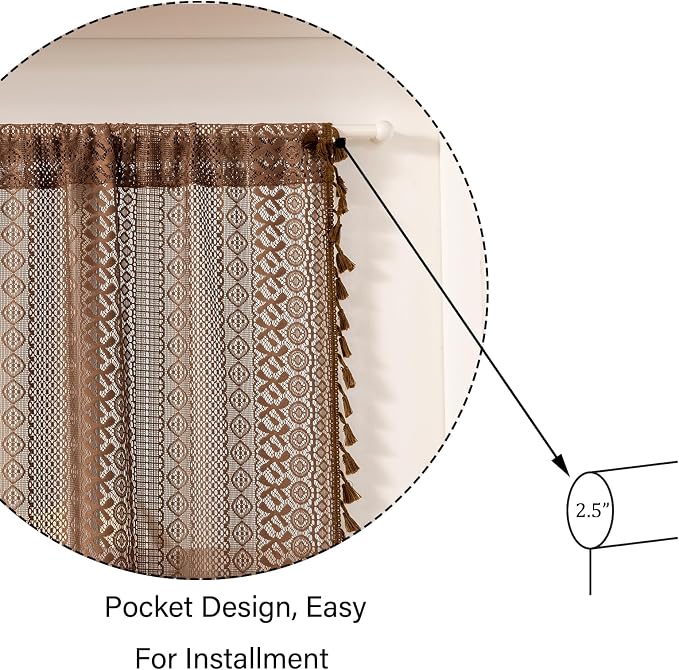 Sutuo Home Dark Coffee French Boho Door Curtains - Image 5