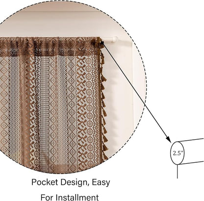 Sutuo Home Dark Coffee French Boho Door Curtains - Image 5