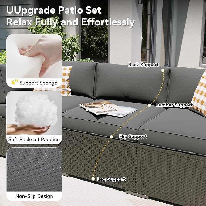 Aoxun 7 Piece Patio Furniture Set, Outdoor Sectional Sofas - Image 4
