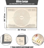 Silicone Baking Mat 36x24 Inch Nonstick Pastry Mat Perfect for Dough Mat, Pastry Board, Kitchen Counter Mat - For Dough, Pastry, Pie Crust, Fondant, Cookies, Bread, Pasta/Pizza, Grey