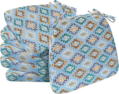 AAAAAcessories D-Shaped Chair Cushions, Machine-Washable Cover, Geometric Blue by AAAAAcessories