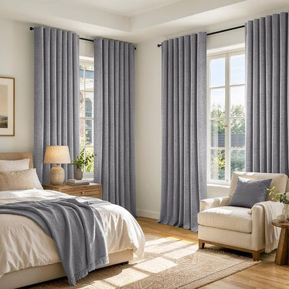 MIULEE 100% Blackout Linen Curtains 42 x 90 Inch Glacier Gray 2 Panels | - Image 8