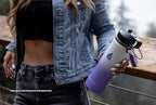 HYDRO CELL Stainless Steel Insulated Water Bottle with Straw - For Cold & Hot Drinks - Metal Vacuum Flask with Screw Cap and Modern Leakproof Sport Thermos for Adults (Lavender/White 24oz)