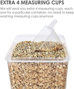 Vtopmart Food Storage Containers 4.3L / 145.4oz, 4 Pieces BPA Free Plastic Airtight Canister for Flour, Sugar, Baking Supplies, with 4 Measuring Cups and 24 Labels, Black