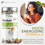 Maximum Slim Premio Instant Espresso Powder – Bold & Rich Flavor 100% Arabica Beans - Non-GMO, Gluten-Free – Premium Medium Roast Coffee 14.1 oz Resealable Jar : Café Instantáneo (Pack of 2)