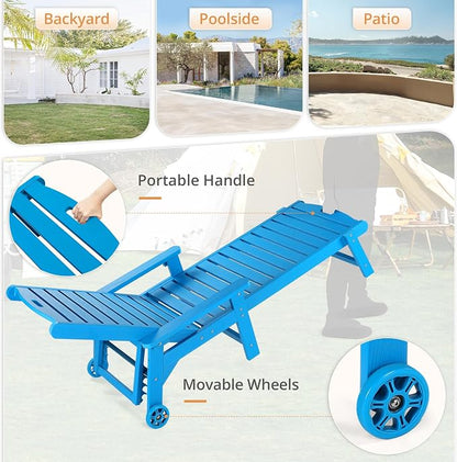 LUE BONA Lounge Chair Outdoor Set of 2, HDPS Chaise Lounge Outdoor - Image 4