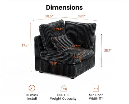 CHIC HOUSE Module for Modular Oversized Couch, Corduroy Customizable Chaise - Image 2