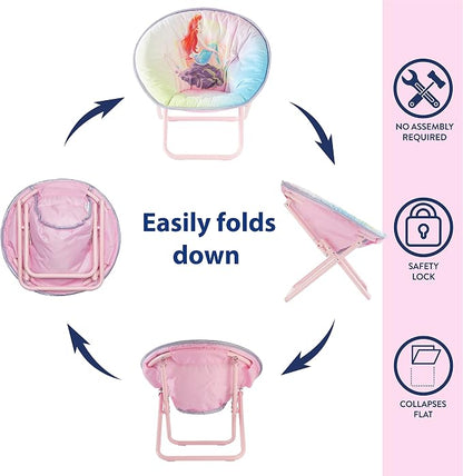 Disney Little Mermaid Toddler Saucer Chair, 19” Folding Kids Chair - Image 5