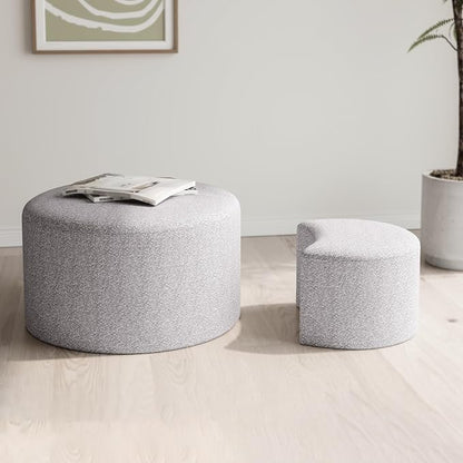 Upholstered Round Nesting Coffee Tables Set of 2 - Image 6